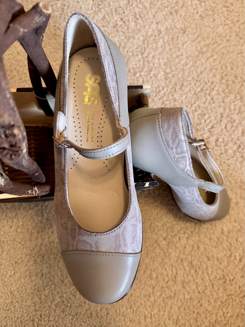 SAS Light Gray Mary Jane Heels